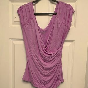 Purple White House Black Market Lilac Casual Crisscross Top
